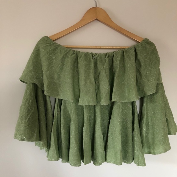 NWT Goodnight Macaroon off shoulder tiered top S - Picture 12 of 12